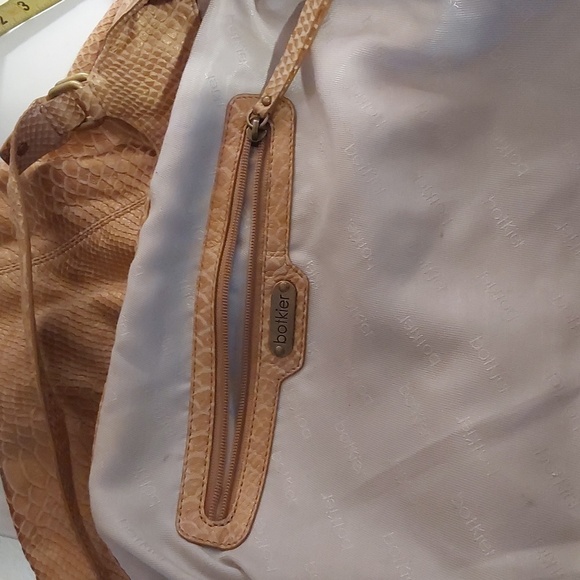 Botkier Vintage Tan Bronze Shimmery Lambskin Snake print Shoulder Bag Y2K - Picture 9 of 12